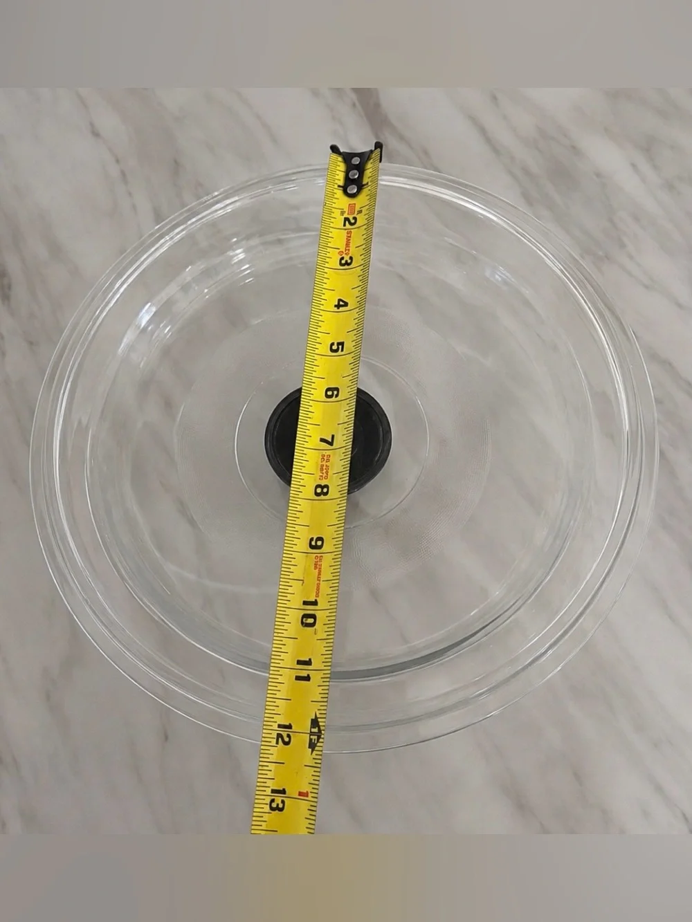 12” Round Heavy Glass Replacement Lid Clear Cookware Cover Black Knob Unbranded
